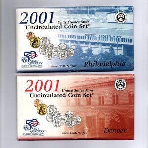 2001 P&D Uncirculated Set... 20 Coins... In Original US Mint Packaging
